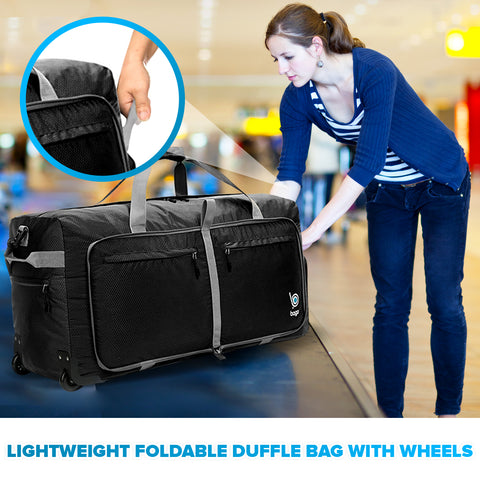 Wheeled Duffle Bag Luggage 100L Large Rolling Foldable Duffel Bag BagoTravelBags