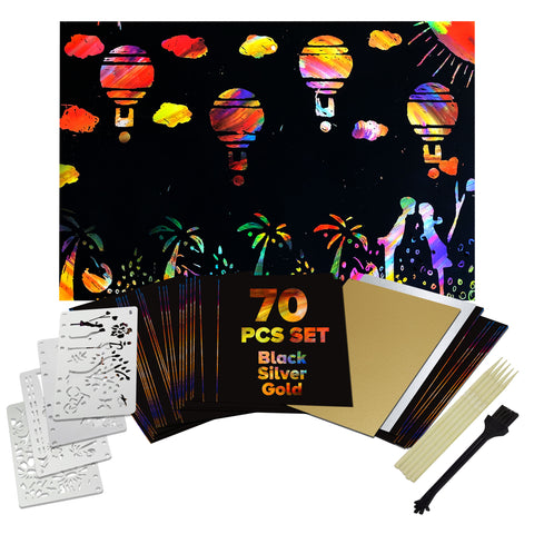 Rainbow Scratch Art for Kids 70Pcs - Vibrant Scratch Paper for Kids an –  BagoTravelBags