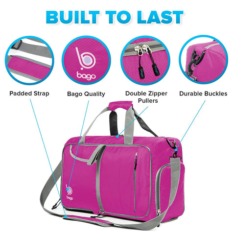 Bago Gym Bags for Women and Men - Small Packable Sports Duffle Bag