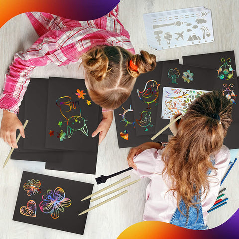 Rainbow Scratch Art for Kids 70Pcs - Vibrant Scratch Paper for Kids an –  BagoTravelBags